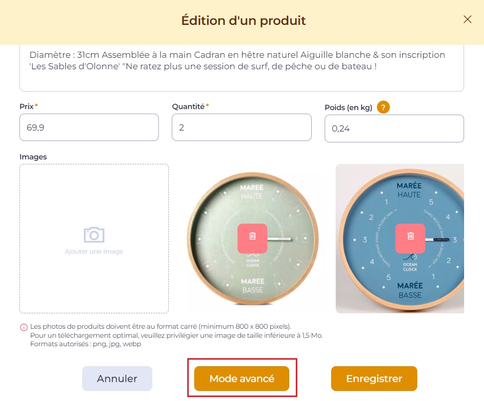 édition produit